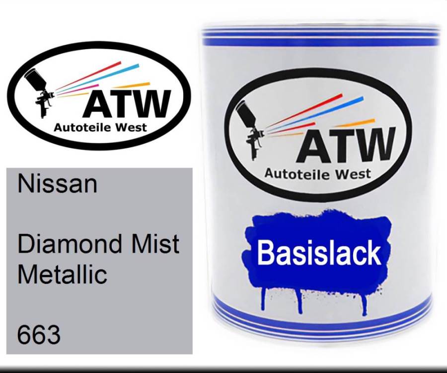 Nissan, Diamond Mist Metallic, 663: 1L Lackdose, von ATW Autoteile West.